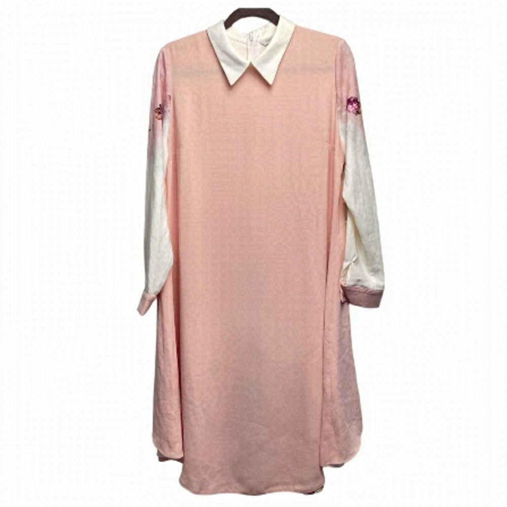 Famelin Women’s Modest Asymmetrical Tunic Long Sleeves Floral Dress Size Large - Picture 4 of 13